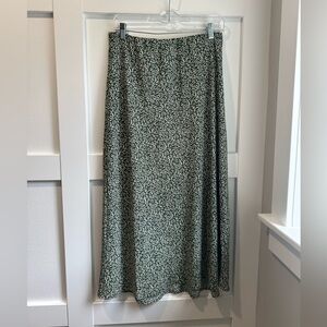 Floral Maxi Skirt in Green and White